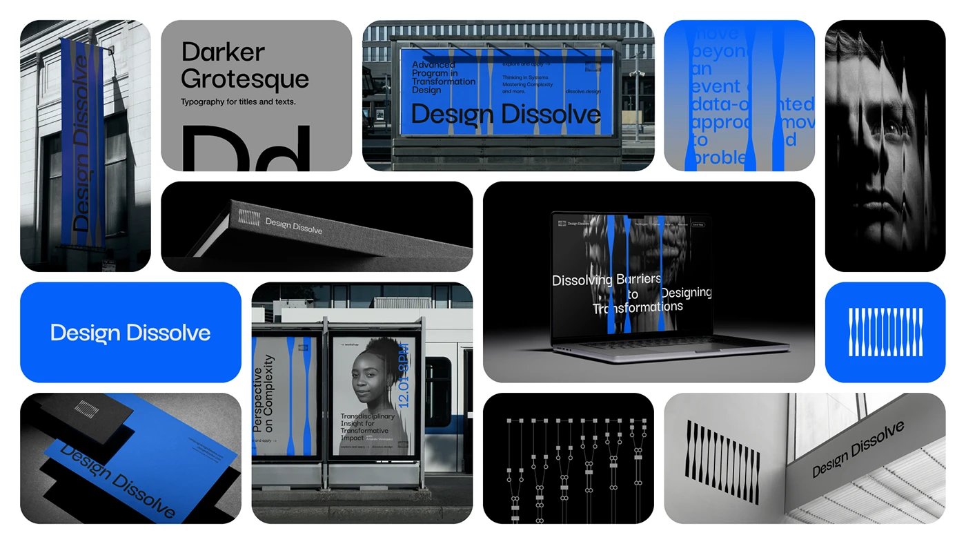 Design Dissolve brand identity brand overview collateral grid — brand identity
