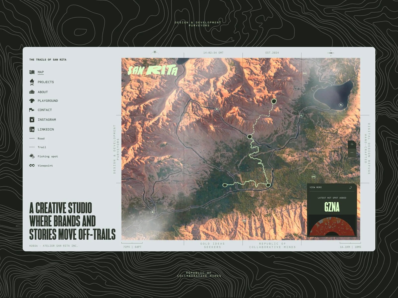 San Rita topographic web design 3D terrain map overview