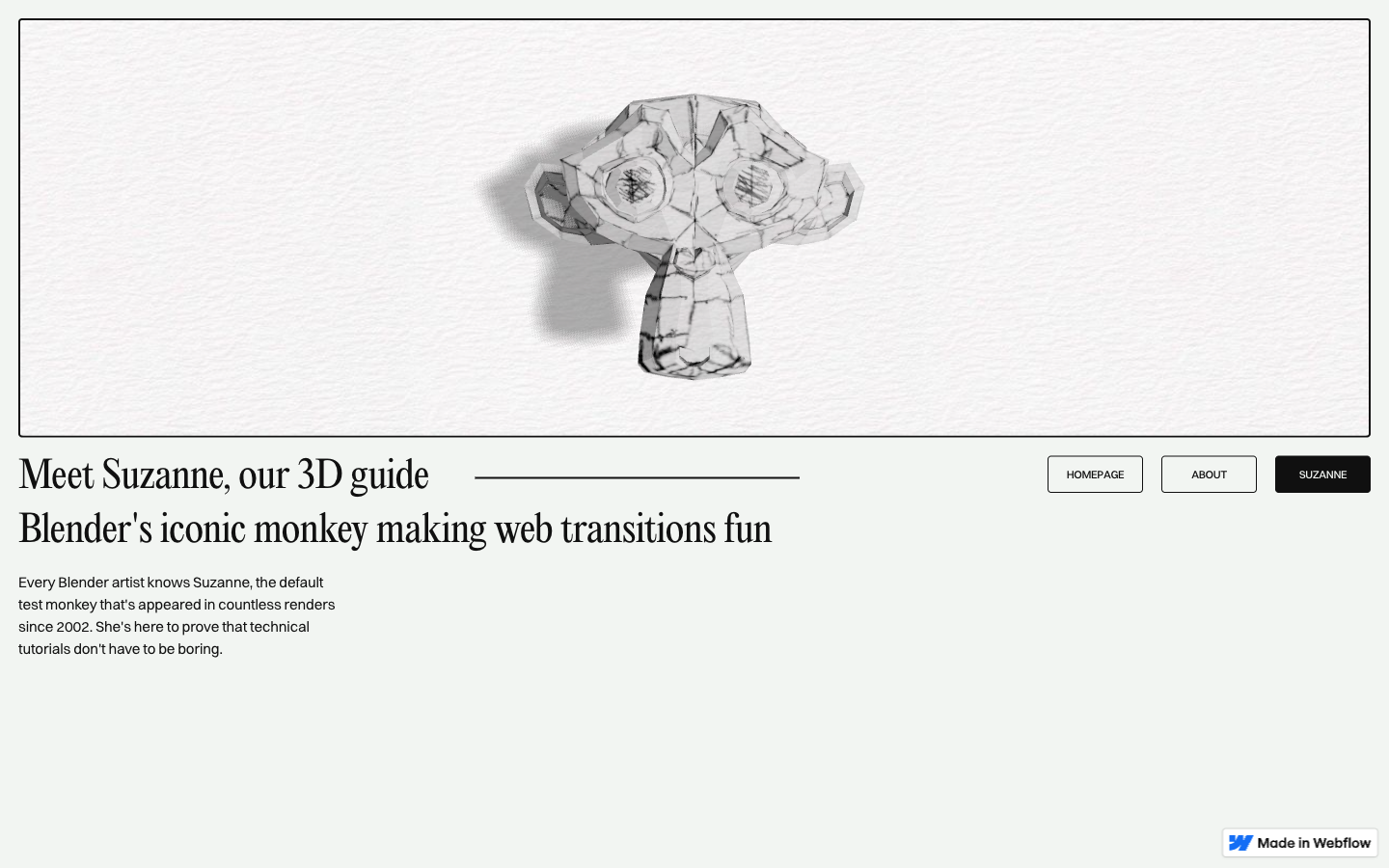 Webflow 3D page transitions