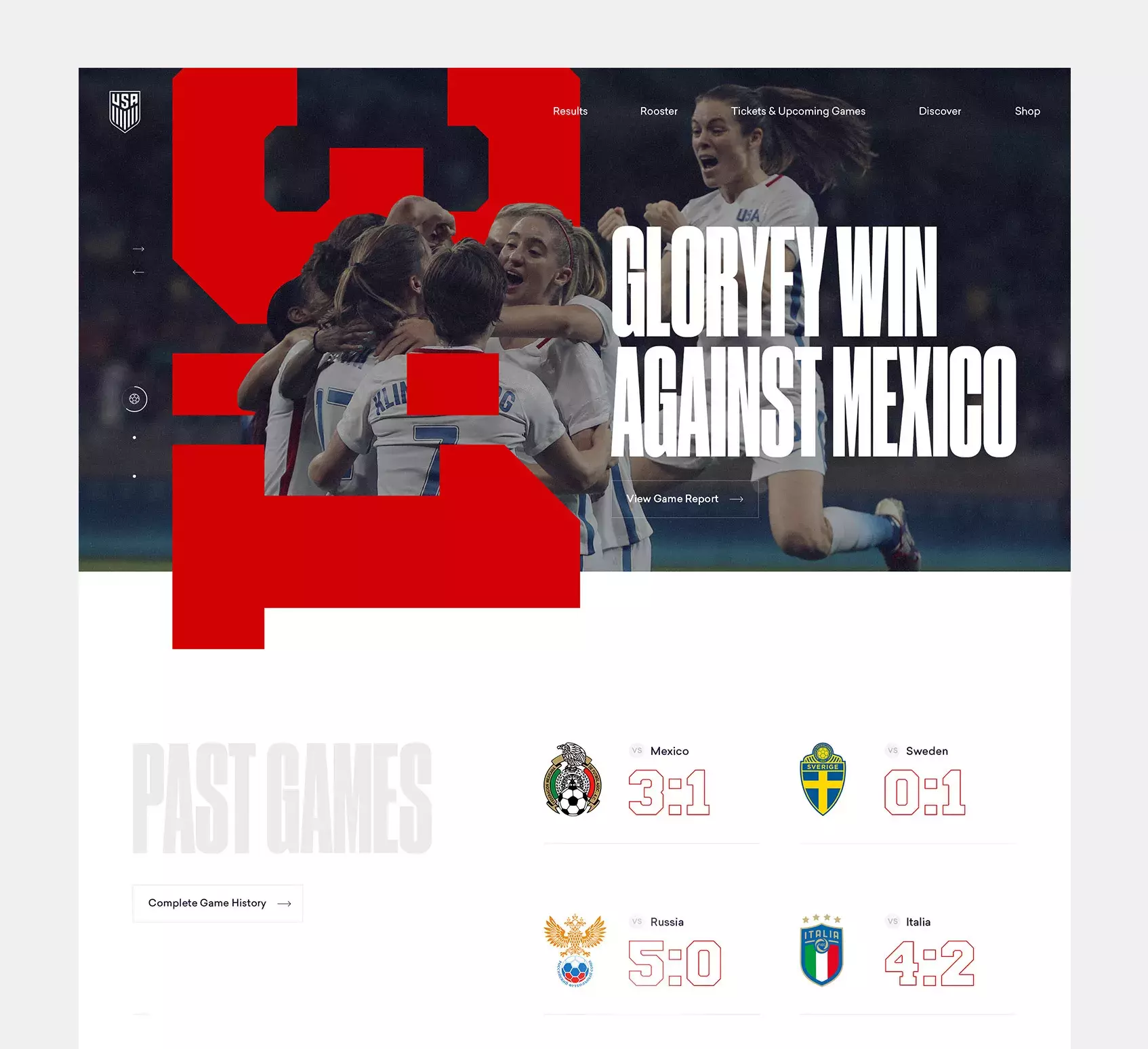 U.S. Women's National Soccer Team Web Design Concept