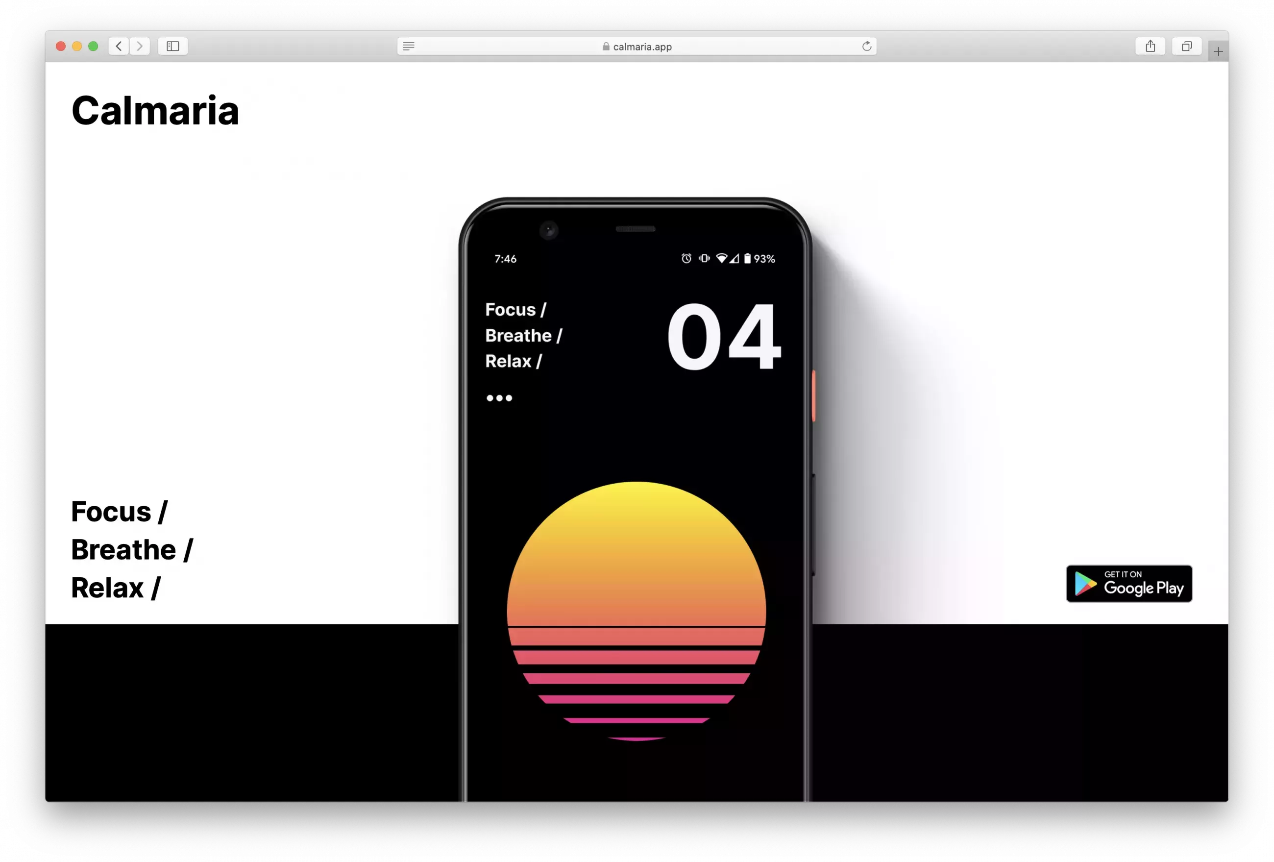 Calmaria One Page Website Design