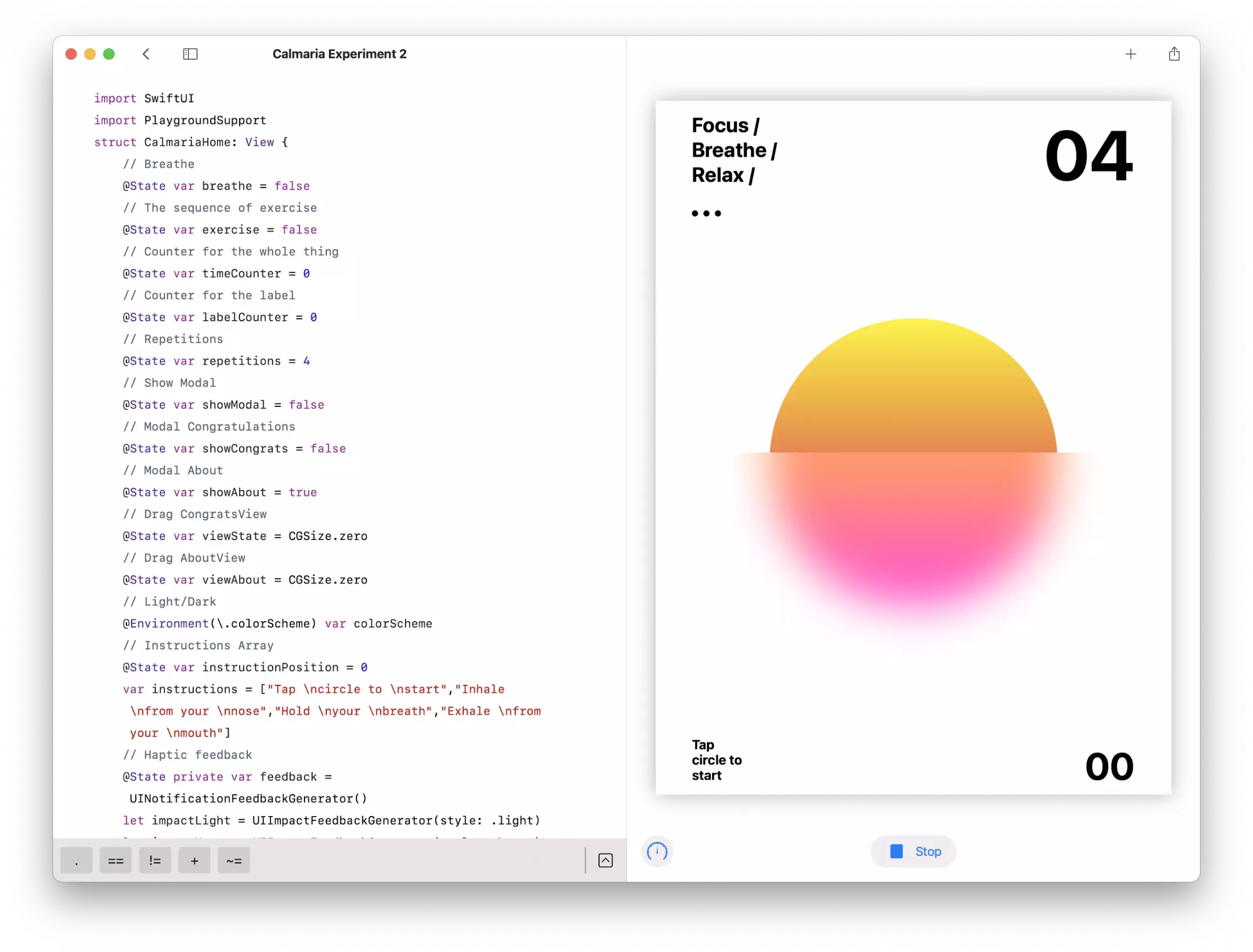 Calmaria SwiftUI Source Code