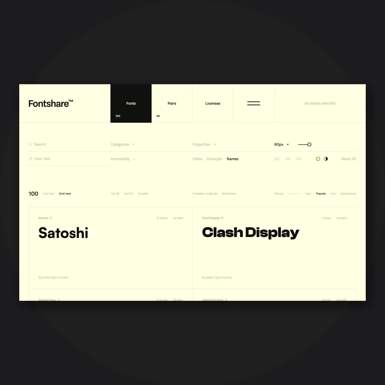 Fontshare free font library — 100 quality typefaces by Indian Type Foundry