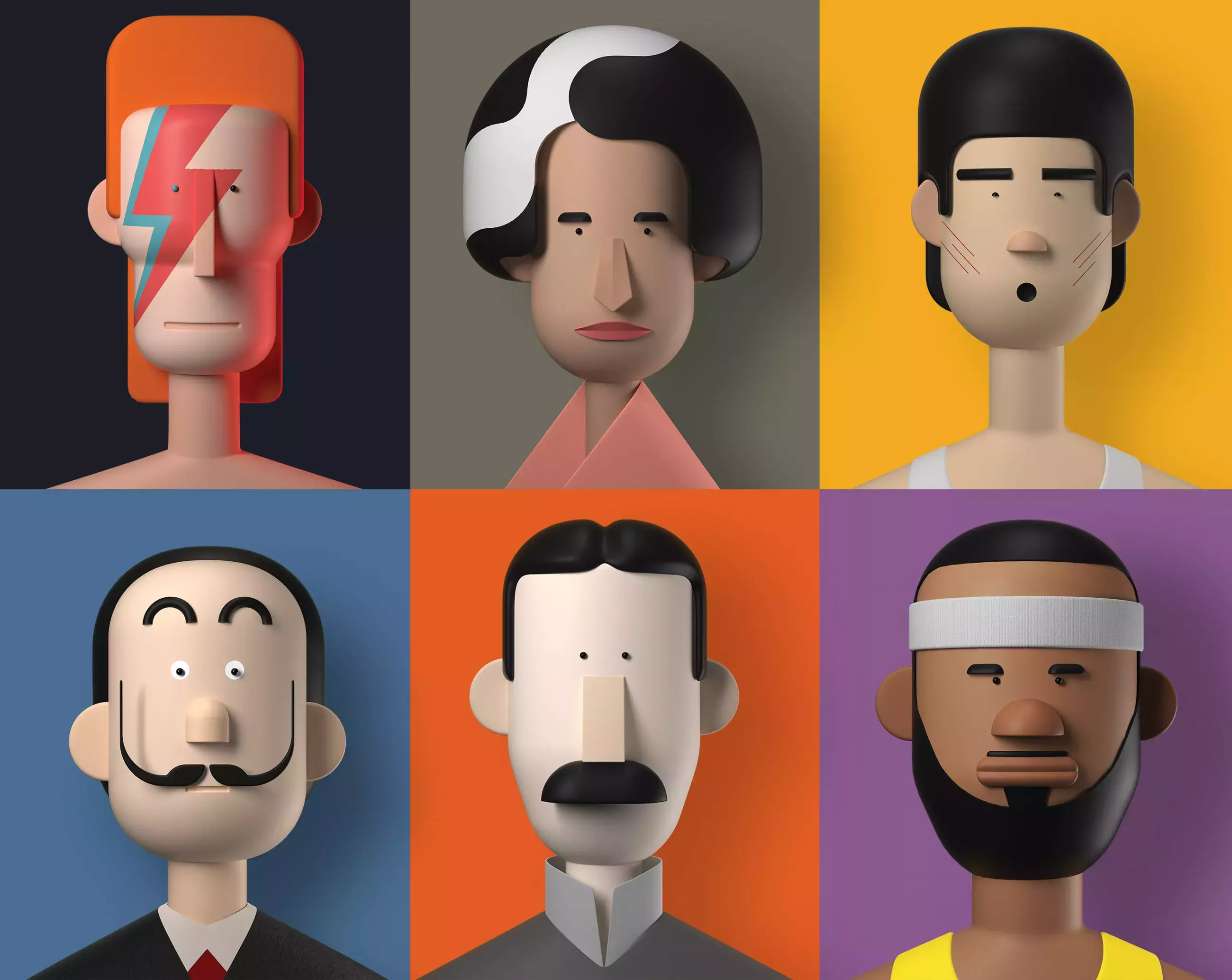 Big Names & Small Trivia in 3D Illustrations