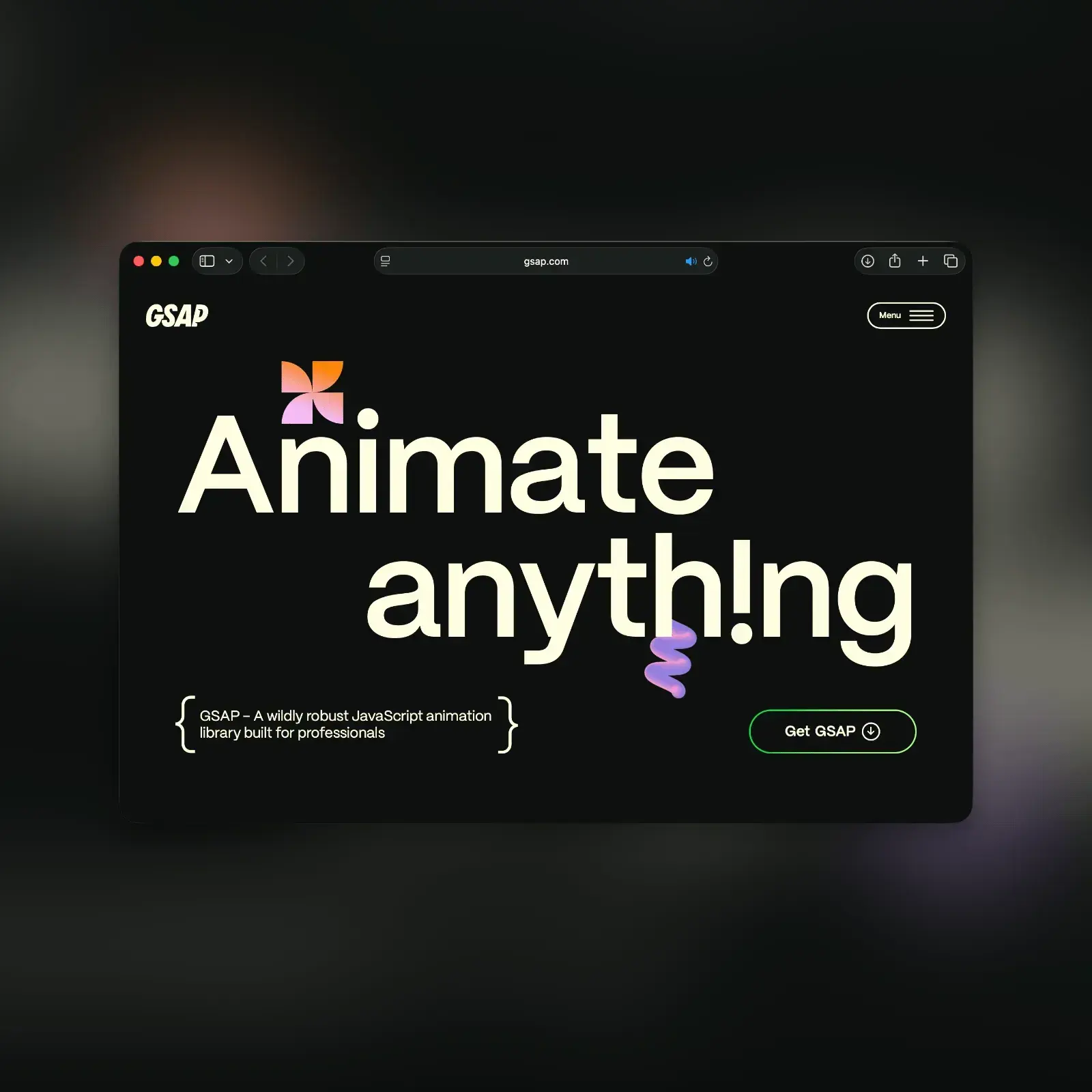 GSAP web animations collection on madewithgsap.com showing scroll drag and mouse effects
