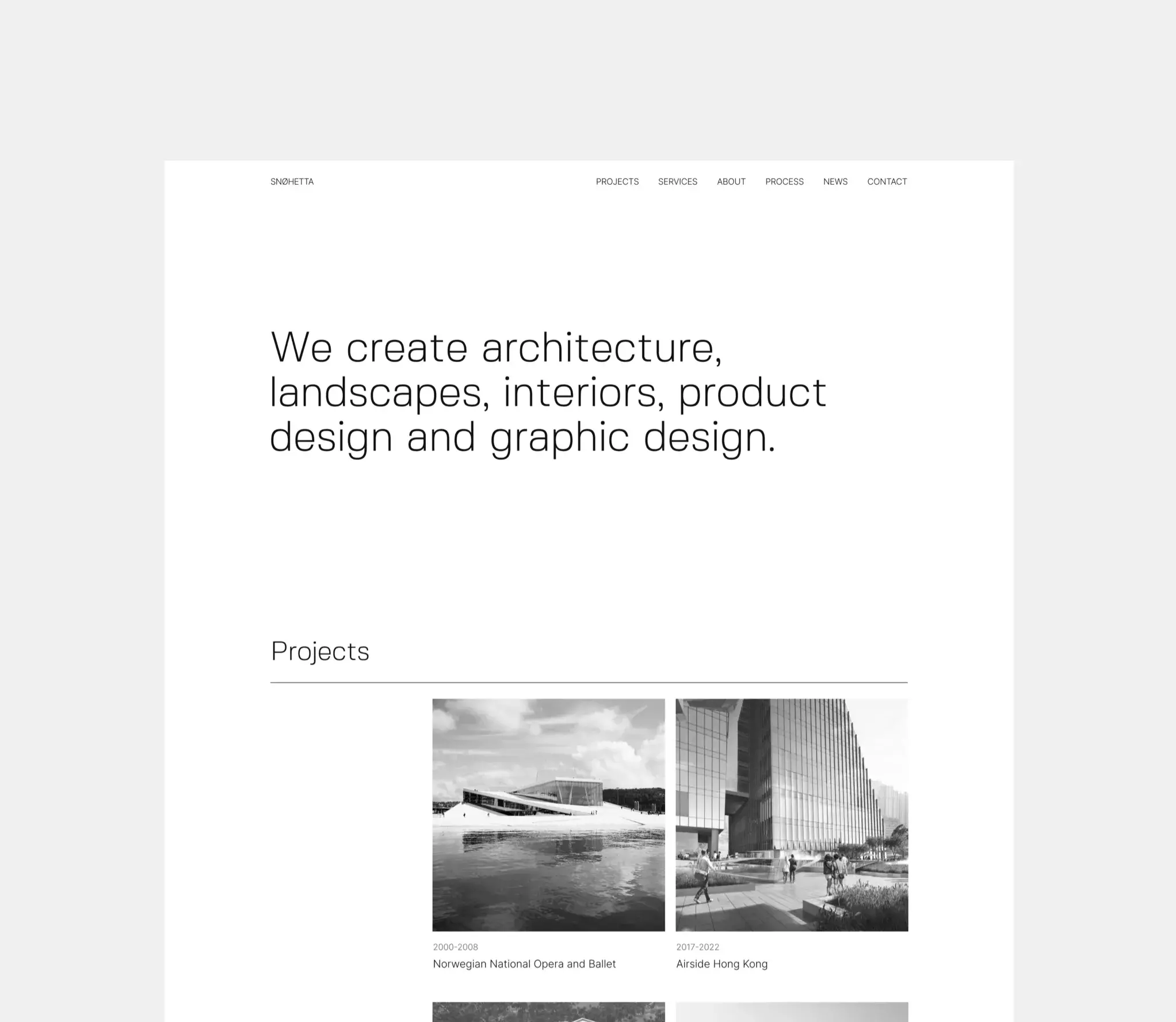 Minimalist Web Design for Snøhetta