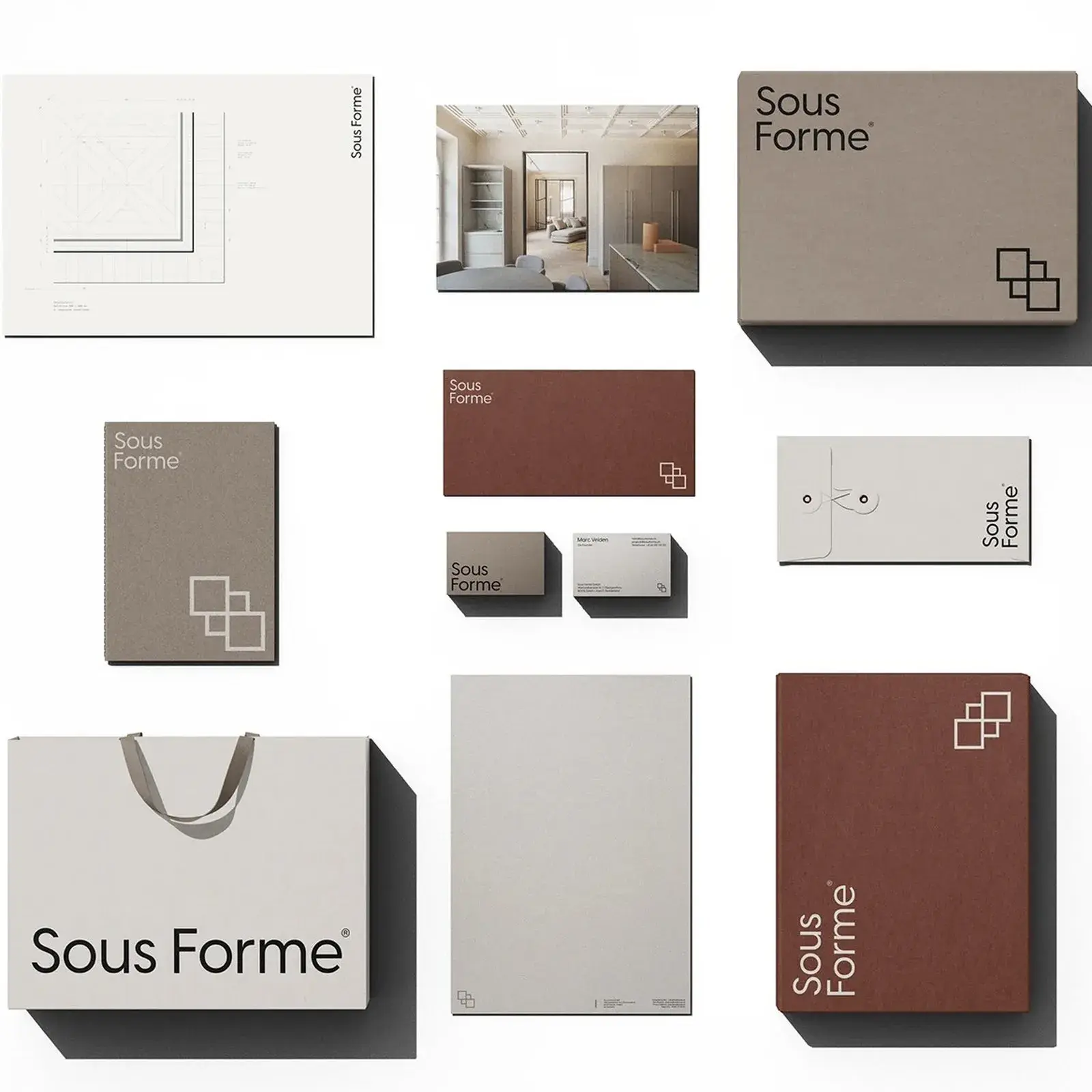 Sous Forme brand identity by Gideon Phillip for a Zürich architecture studio