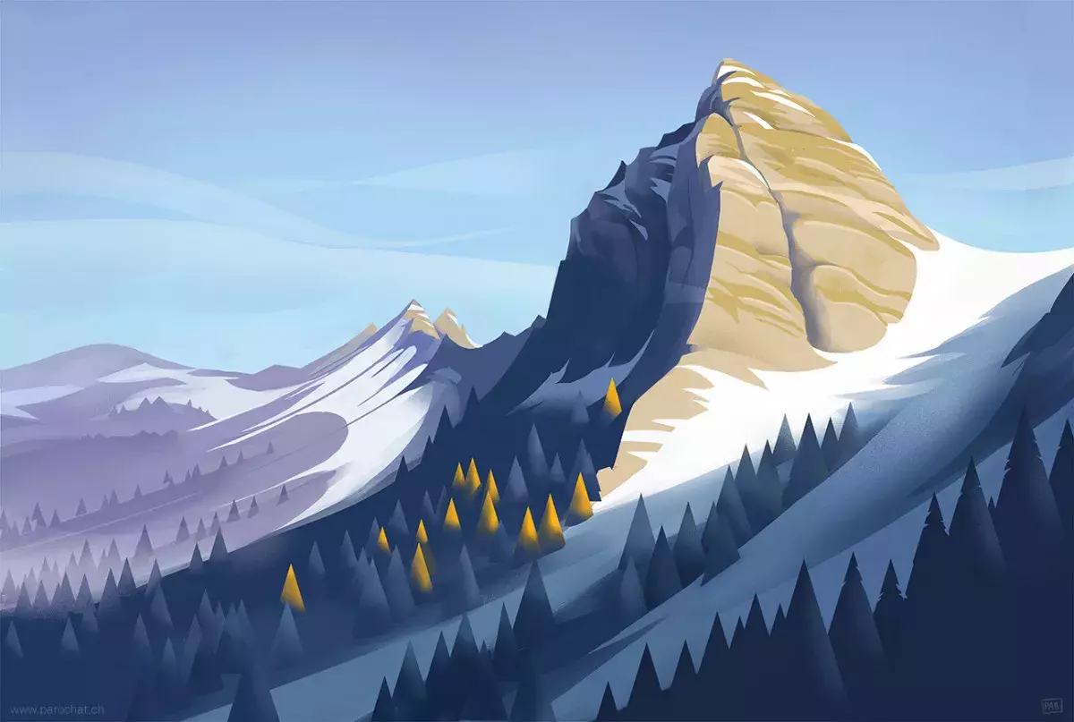 Switzerland Landscapes llustrations by Pierre-Abraham Rochat