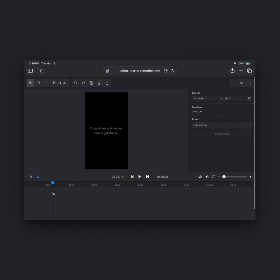 Remotion React video framework interface and composition editor