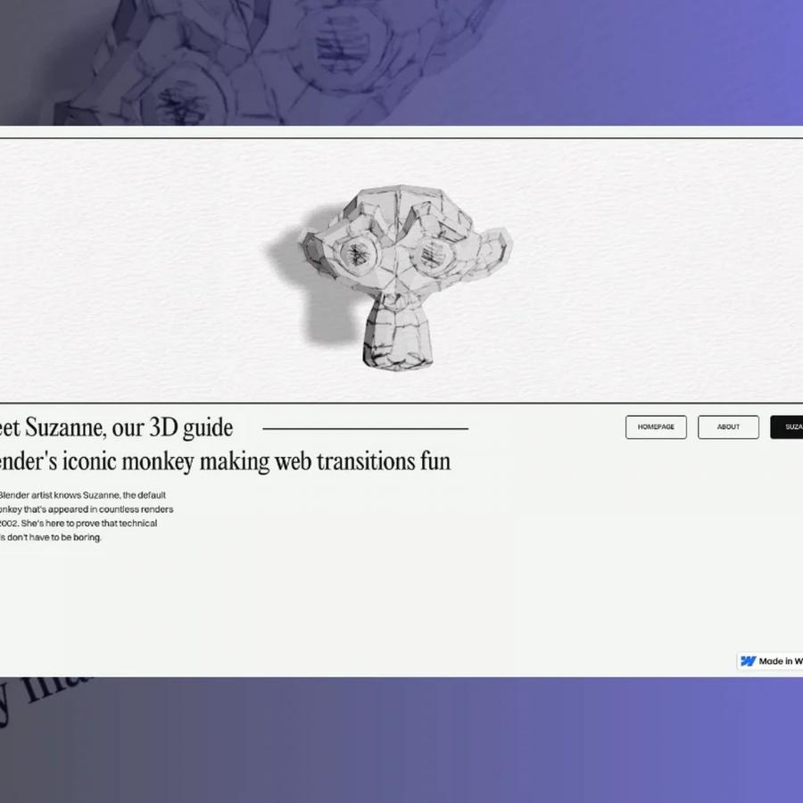 Webflow 3D page transitions