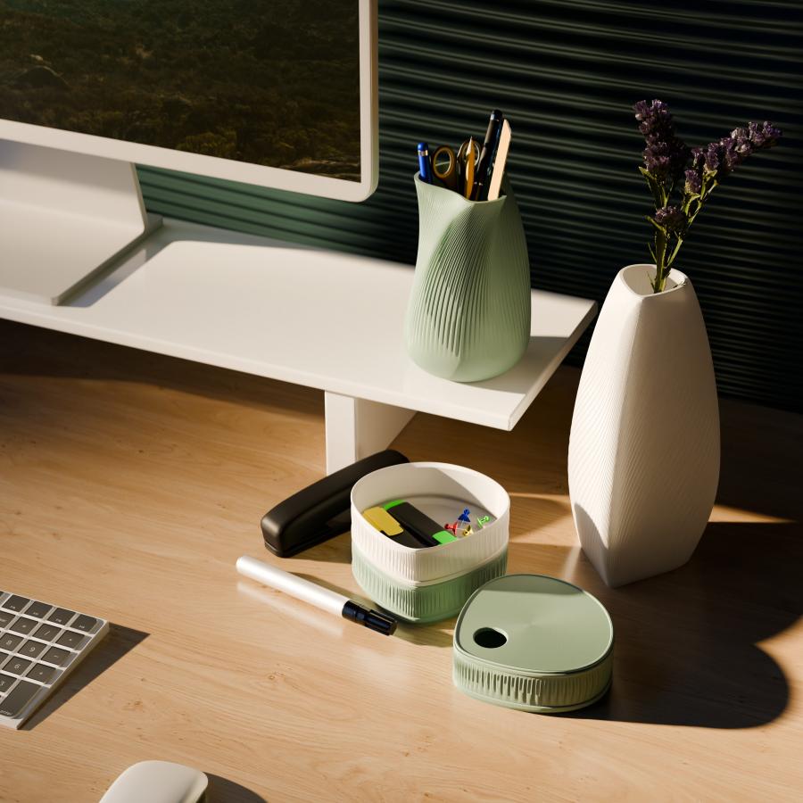 3D printed desk accessories - Flowline Collection minimalist desk setup