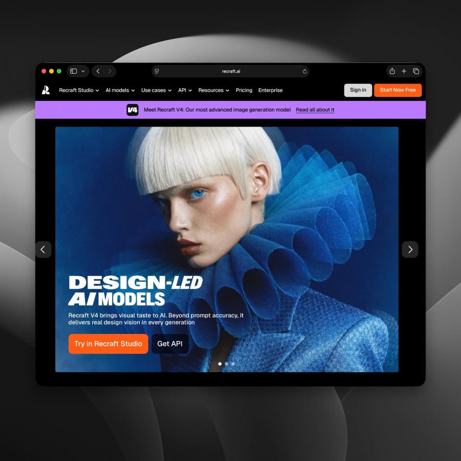 Recraft V4 AI image generation examples showing design taste and native SVG output